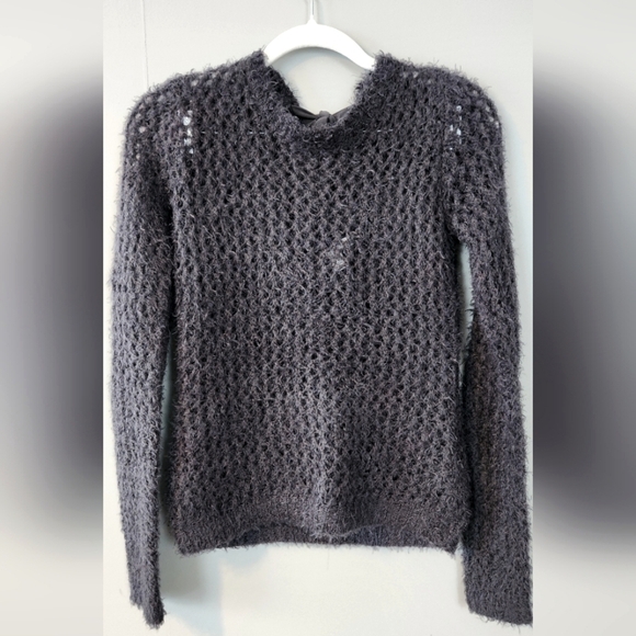 Vintage Delia's open knit fuzzy sweater. Blue gray. Size XS. - Picture 1 of 6